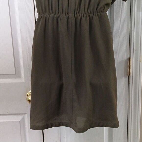 BCBGeneration olive green v neck pocket mini dress Sz S EUC - Picture 6 of 8